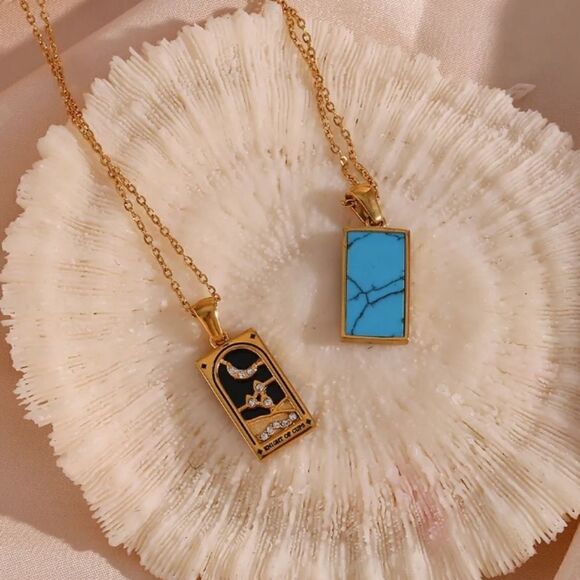 COPY - The Empress Tarot Card Pendant Necklace 18K Gold Enamel Rectangle Stainl… - Picture 6 of 9